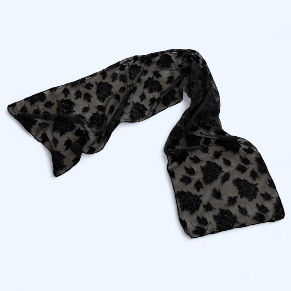 Unbranded Black Devore Scarf